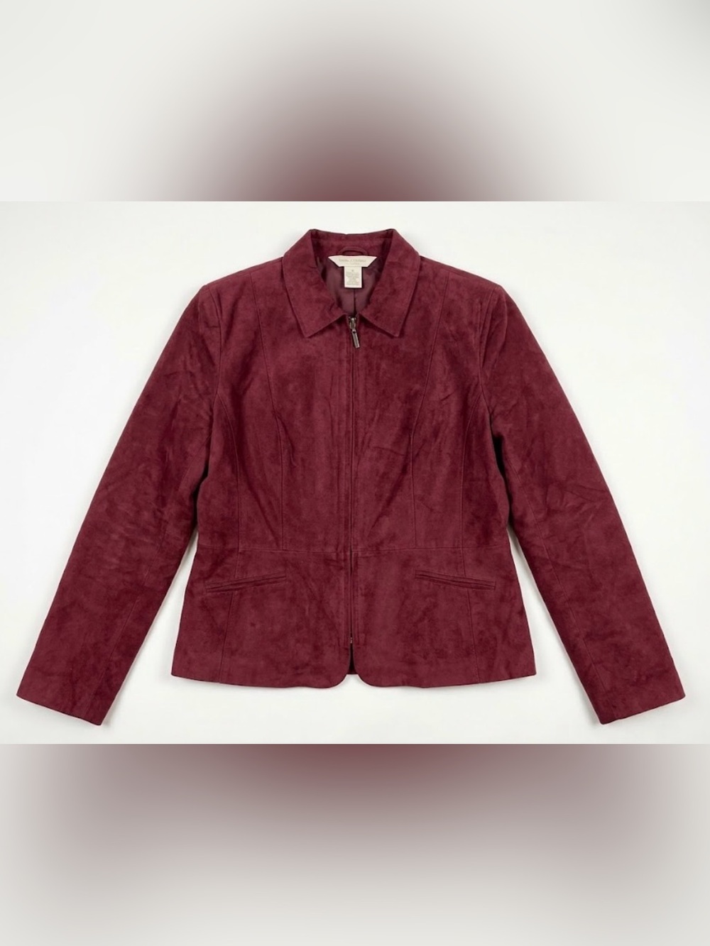 Tradition Women's Suede-Look Burgundy Jacket - size 16